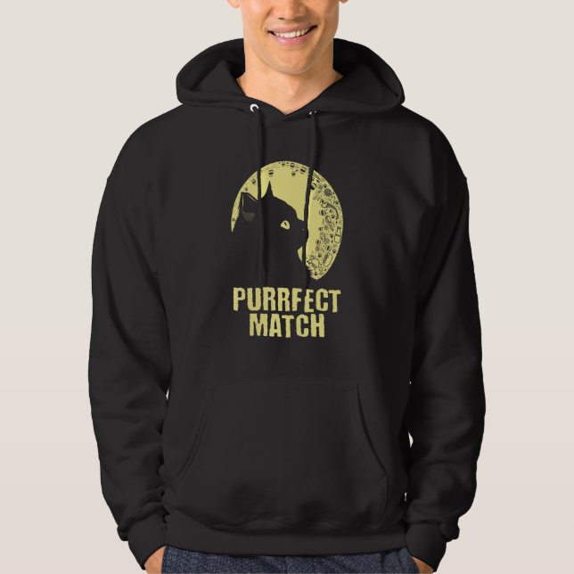 Purrrfect Match Cat Mom Couples Cat Dad  Anniversa Hoodie (Framsida)