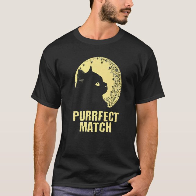 Purrrfect Match Cat Mom Couples Cat Dad  Anniversa T Shirt (Framsida)