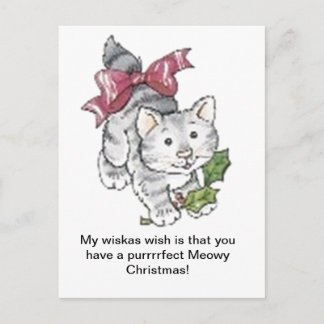 Purrrfect Meowy-jul Helg Vykort
