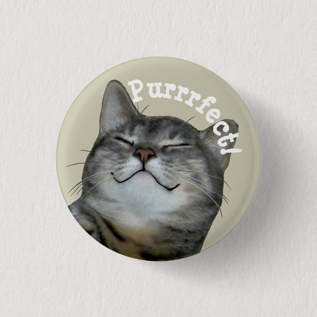 Purrrfect Smiling smug kattunge Knapp (Framsida)