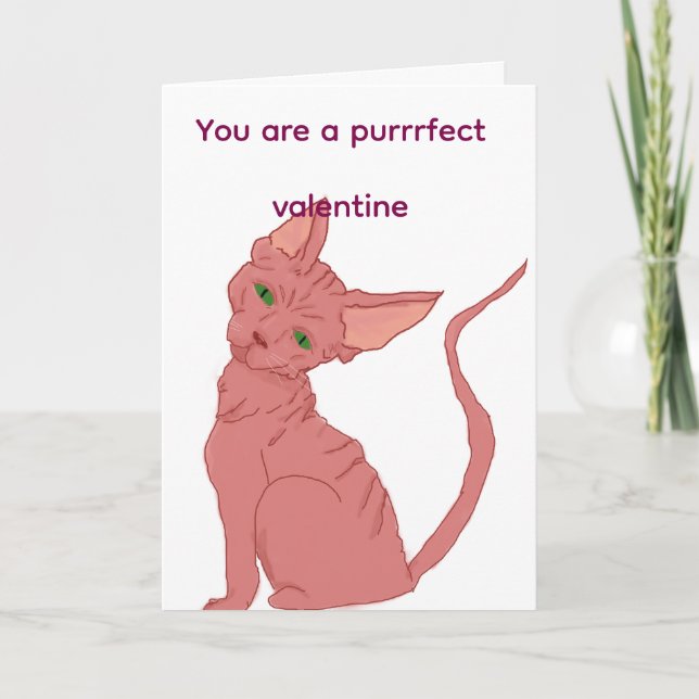 Purrrfect valentinesfinkskattekort  helgkort (Framsida)