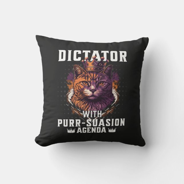 Purrsuging Agenda Funny Bossy Cat Kudde (Framsida)