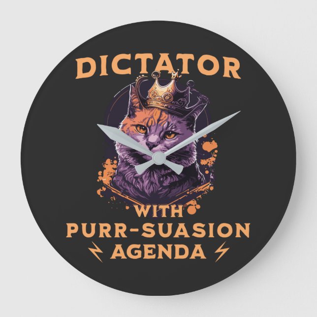 Purrsument Agenda Funny Kung Cat Stor Klocka (Framsida)
