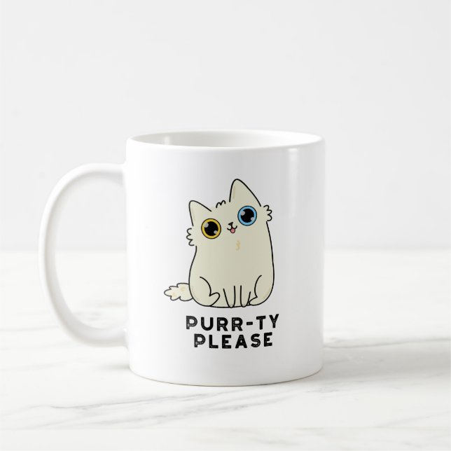 Purrty, är Funny Kattunge Pun snäll Kaffemugg (Vänster)