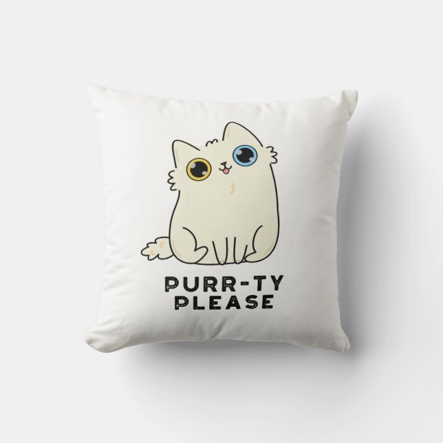 Purrty, är Funny Kattunge Pun snäll Kudde (Framsida)