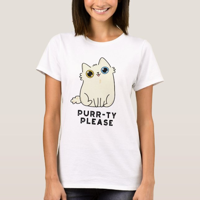 Purrty, är Funny Kattunge Pun snäll T Shirt (Framsida)