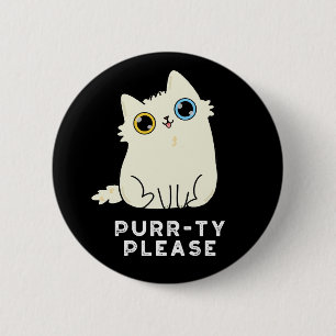 Purrty, Funny Kattunge Pun Mörk BG Knapp