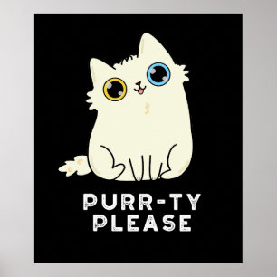 Purrty, Funny Kattunge Pun Mörk BG Poster