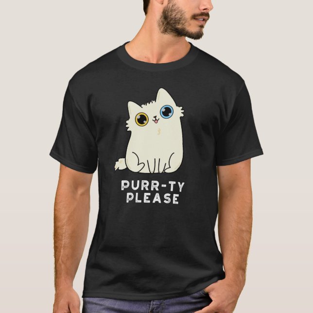 Purrty, Funny Kattunge Pun Mörk BG T Shirt (Framsida)