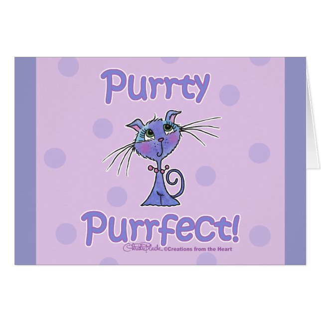 Purrty Purrfect Kattunge Hälsningskort (Framsidan Horizontal)