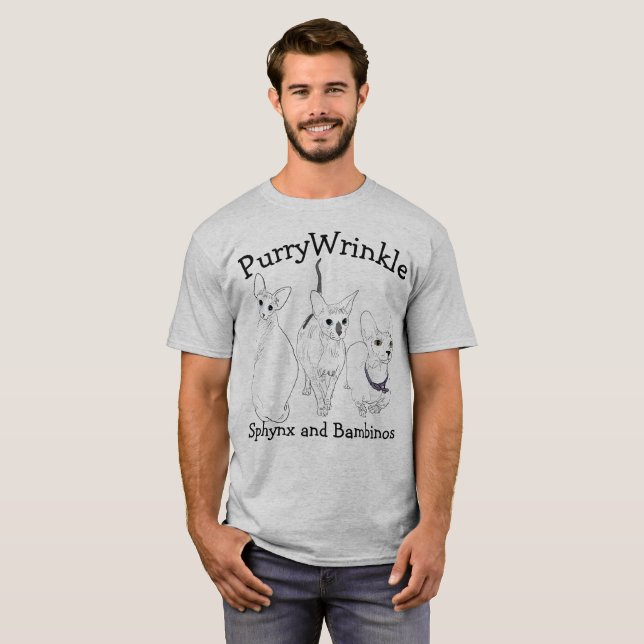 PurryWrinkle Sphynx och Bambinokattungar Tee (Hel framsida)