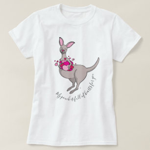 Pusch av rosa hjärtan grått kangaroo grafik t-shir t shirt
