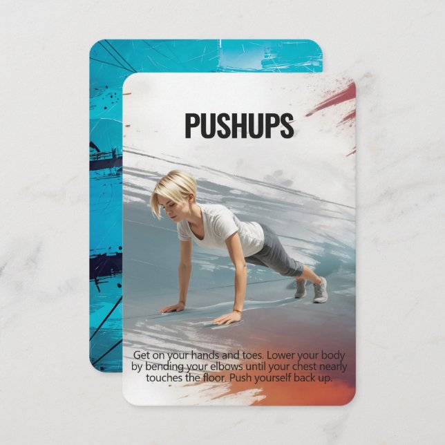 Puschup Fitness Card med blå säkerhetskopiering Spara Datumet (Fram/baksida)