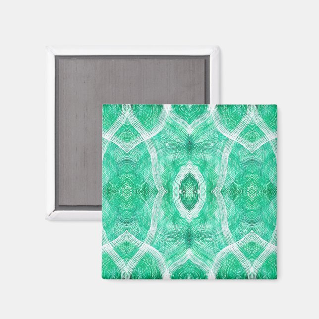 Push Abstract Light Green White Watercolor Art Magnet (Front/Back)