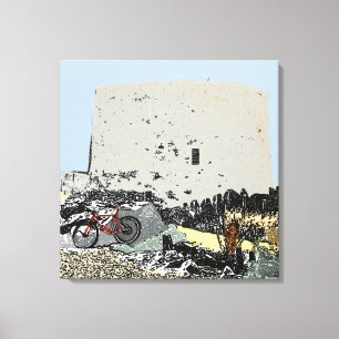 Push Bike och Martello Torn Hythe Kent Canvastryck