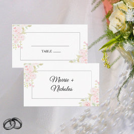 Push Blommigt Watercolor Bröllop Placeringskort