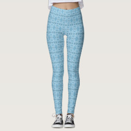 Push Blue Abstrakt Akvarellkonst Leggings