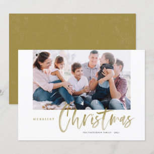 Push Calligraphy Guld Merriest julfoto Julkort