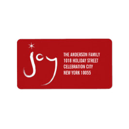 Push Calligraphy Joy Red Simple Helgdag Adress Adressetikett