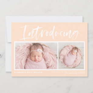 Push Calligraphy Peach Photo Collage Birth Meddelande