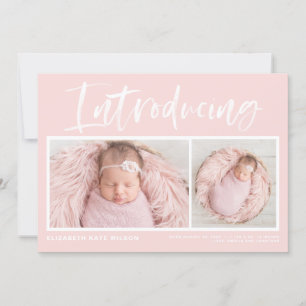 Push Calligraphy  Rosa Photo Collage Birth Meddelande