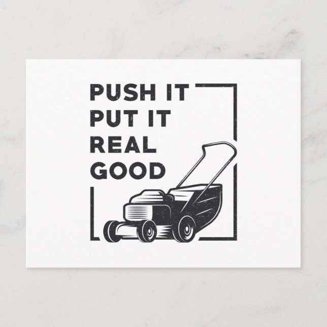 Push, det satte den på riktigt Bra Gräsmatta Mower Vykort (Framsida)