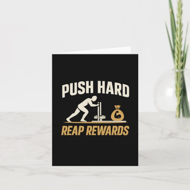 Push Hard RAP Rewards Gym Workout Bodybuilding Ar Kort (Framsida)