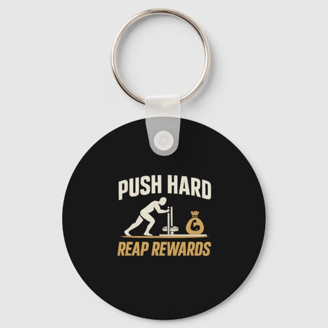 Push Hard RAP Rewards Gym Workout Bodybuilding Ar Nyckelring (Framsida)