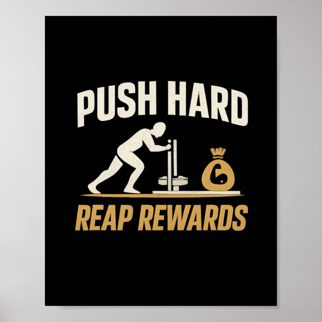 Push Hard RAP Rewards Gym Workout Bodybuilding Ar Poster (Framsidan)