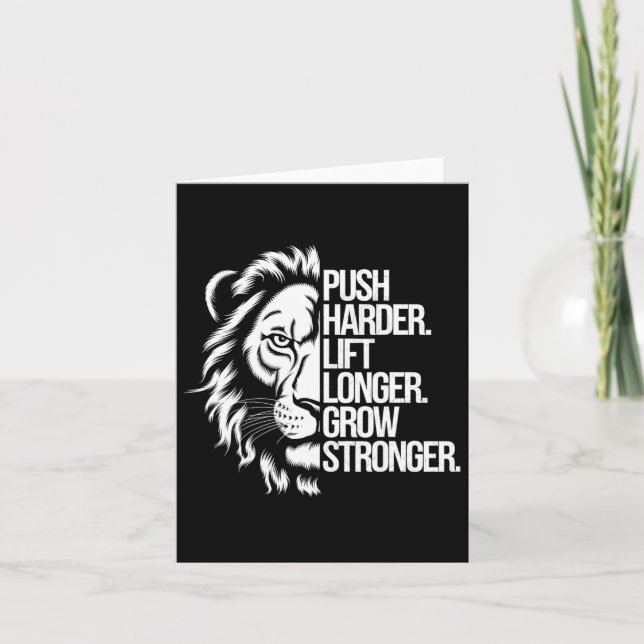 Push Harder. Hiss Longer. Öka starkare. Bodybuild Kort (Framsida)