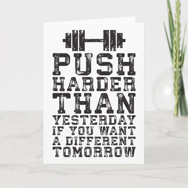 Push Harder Than igår - Workout Motivational Kort (Framsida)
