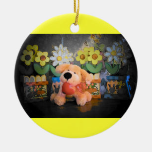 Push-Hund/katt och blommor Julgransprydnad Keramik