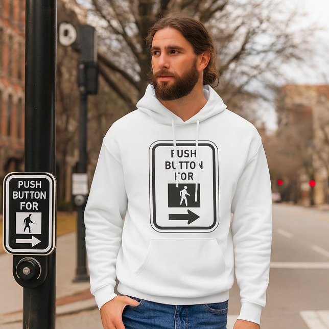 Push-knapp för Walk Pedestrian Crossing Sign Hoodie (Skapare uppladdad)