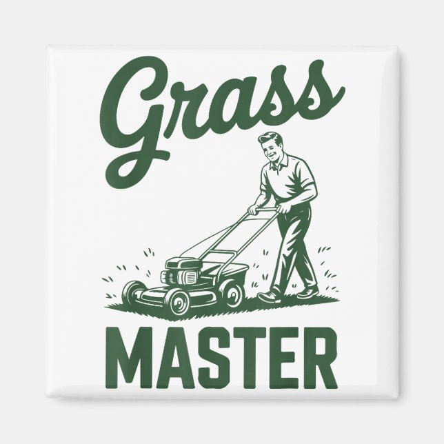 Push Lawn Mower Legend Gr Master Dad Funny Mowing  Magnet (Framsidan)