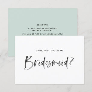 Push Lettering Mint blir min bridesmaid Inbjudningar