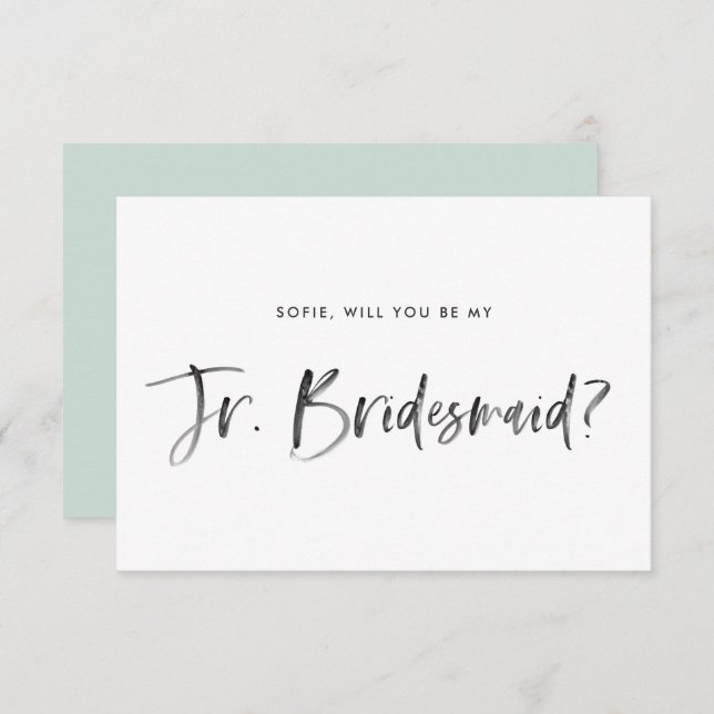 Push Lettering Mint blir min Jr Bridesmaid Inbjudningar (Fram/baksida)