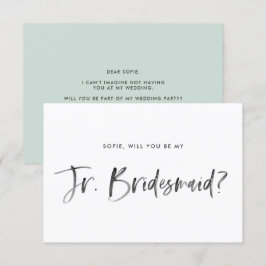 Push Lettering Mint blir min Jr Bridesmaid Inbjudningar