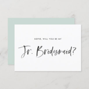 Push Lettering Mint blir min Jr Bridesmaid Inbjudningar