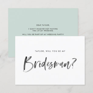 Push Lettering Mint kommer du att bli min Bridesma Inbjudningar