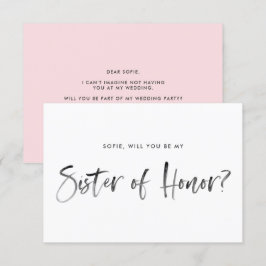 Push Lettering Rosa är min hederssyster Inbjudningar