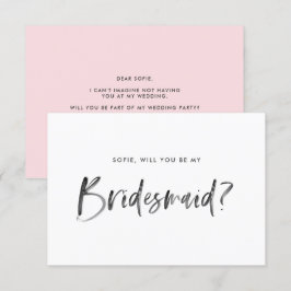 Push Lettering Rosa blir min bridesmaid Inbjudningar