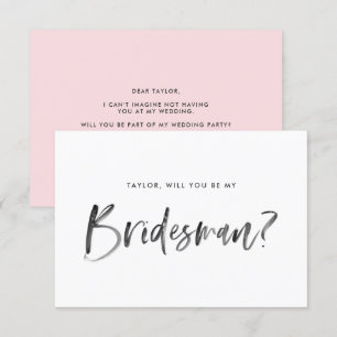 Push Lettering Rosa blir min Bridesman Inbjudningar