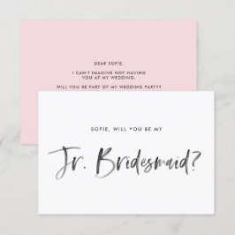 Push Lettering Rosa blir min Jr Bridesmaid Inbjudningar