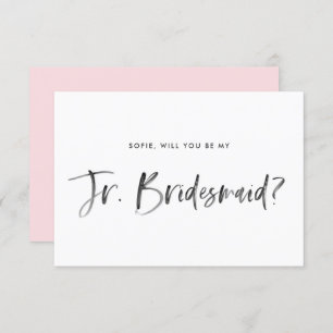 Push Lettering Rosa blir min Jr Bridesmaid Inbjudningar