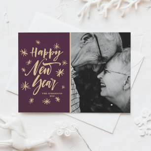 Push Modern Calligraphy Gott nytt år Photo Julkort