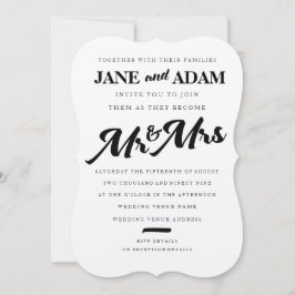 Push Mr. & Mrs. Typography bröllopsinbjudan Inbjudningar