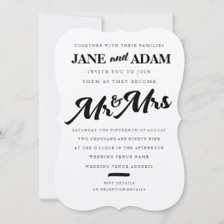 Push Mr. & Mrs. Typography bröllopsinbjudan Inbjudningar