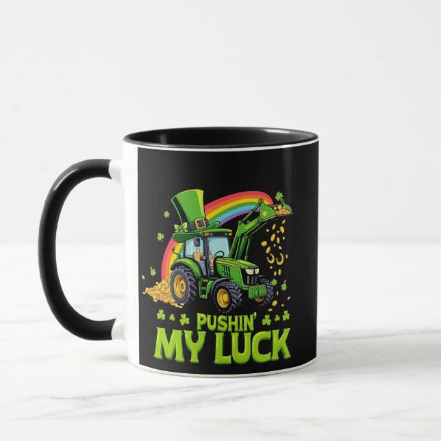 Push My Tur Funny Excavator St patrick's day Mugg (Vänster)