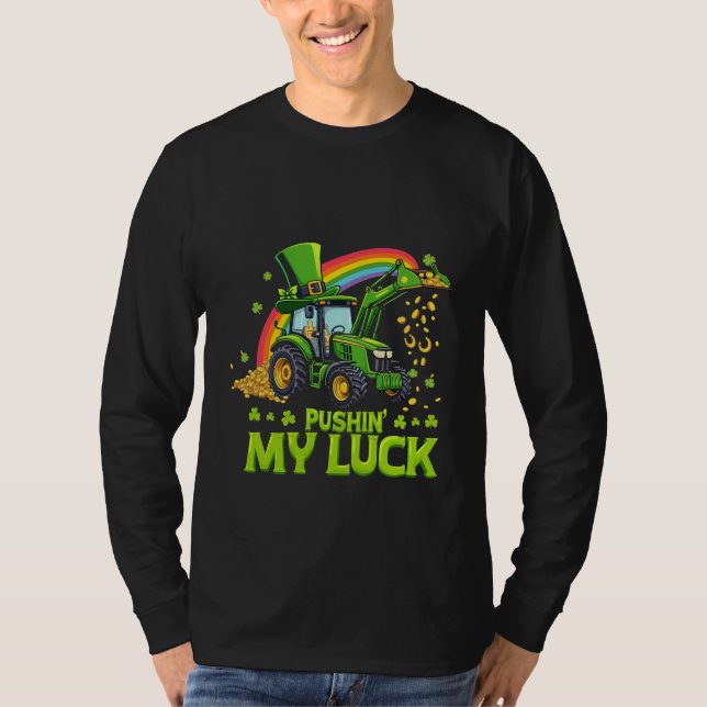 Push My Tur Funny Excavator St patrick's day T Shirt (Framsida)