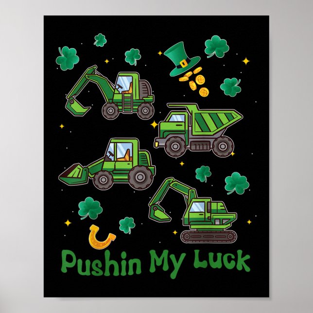 Push My Tur Tractor Lastbil St patricks day Boys Poster (Framsidan)